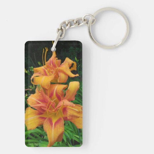 Oranje dagbloemen sleutelhanger (achterkant)