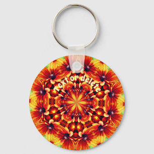Oranje dagen Bloem Kaleidoscope Aangepast Sleutelhanger