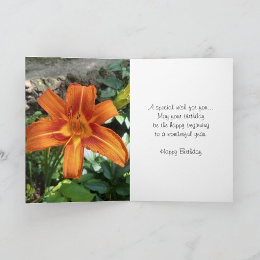 Oranje dagfoto Happy Birthday Kaart (Binnen)