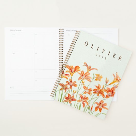oranje daglelie aquarel schilderij planner (Display)