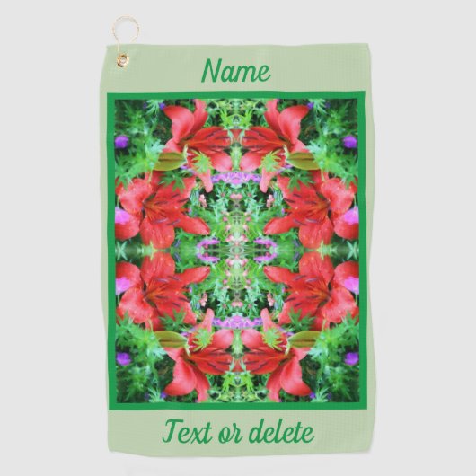 Oranje Daglelies Abstracte Bloemenkunst Gepersonal Golfhanddoek (Voorkant)