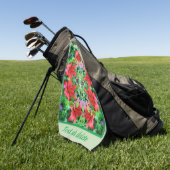 Oranje Daglelies Abstracte Bloemenkunst Gepersonal Golfhanddoek (Groen)