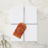 Oranje dahlia bloem in het midden cadeaulabel (Met Touw)