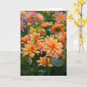 Oranje dahlia bloemen wenskaart kaart (Gele Bloem)