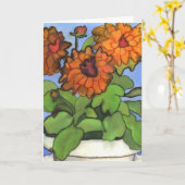 Oranje Dahlia Groeten Kaart (Gele Bloem)