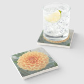 Oranje Dahlia Marble Stone Onderzetter (Zijkant)