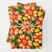 Oranje Dahlia Pattern Inpakpapier Vel (In situ)