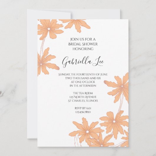 Oranje Daisies op wit Vrijgezellenfeest Kaart (Voorkant)