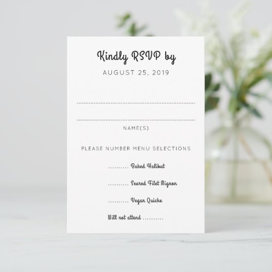 Oranje Daisy Art RSVP met Entrées Enclosure (Staand voorkant)