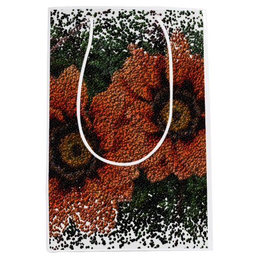 Oranje Daisy Balls Gift Bag Medium Cadeauzakje (Voorkant)