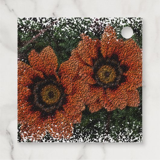 Oranje Daisy Balls Gift Labels (Achterkant)