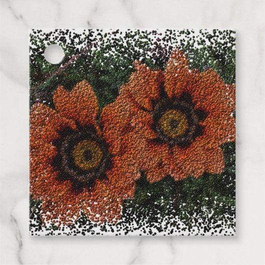 Oranje Daisy Balls Gift Labels (Voorkant)