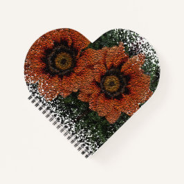 Oranje Daisy Balls Heart Shaped Spiral Notitieboek