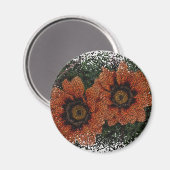 Oranje Daisy Balls Round Magnet (Voorkant / Achterkant)