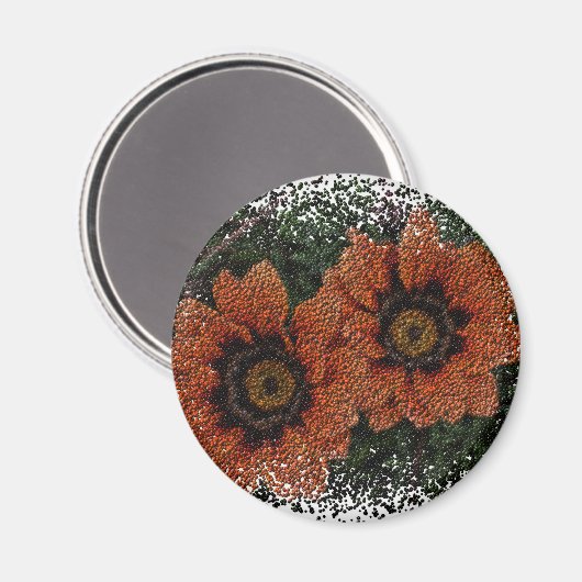Oranje Daisy Balls Round Magnet (Voorkant / Achterkant)