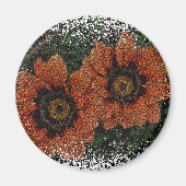 Oranje Daisy Balls Round Magnet (Voorkant)