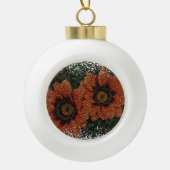 Oranje Daisy Balls Snowflake Framed Decoration Keramische Bal Ornament (Voorkant)
