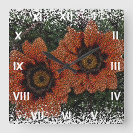Oranje Daisy Balls Square Clock Vierkante Klok