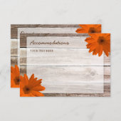 Oranje Daisy Barn Wood Wedding Accommodatie Card Informatiekaartje (Voorkant / Achterkant)