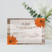 Oranje Daisy Barn Wood Wedding RSVP-reactiekaart RSVP Kaartje (Staand voorkant)