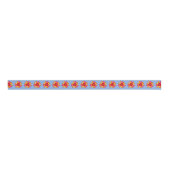 Oranje Daisy Boho Patroon Hippie Bloem Dusty Blauw Grosgrain Lint (Voorkant)