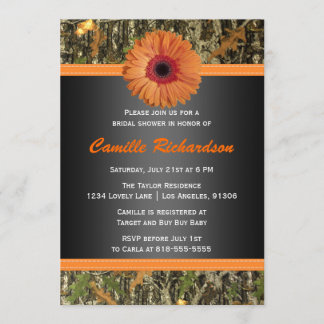 Oranje Daisy Bridal Shower Kaart