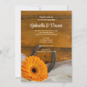 Oranje Daisy en Hoefijzer Land Western Weddenschap Kaart (Voorkant)