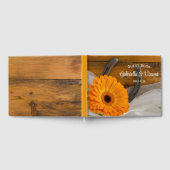 Oranje Daisy en Hoefijzer Western huwelijk Gastenboek (Volledig)