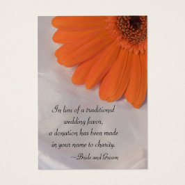 Oranje Daisy en Satin Wedding Charity Favor Card Visitekaartjes