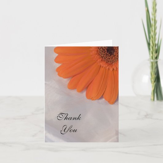 Oranje Daisy en White Satin Weddenschap Dank je Bedankkaart (Voorkant)
