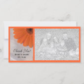 Oranje Daisy en White Satin Weddenschap Dank je Bedankkaart (Voorkant)