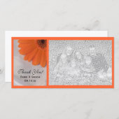 Oranje Daisy en White Satin Weddenschap Dank je Bedankkaart (Voorkant / Achterkant)