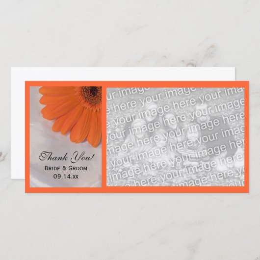 Oranje Daisy en White Satin Weddenschap Dank je Bedankkaart (Voorkant / Achterkant)
