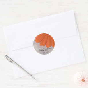 Oranje Daisy en White Satin Wedding Envelope Seal Ronde Sticker