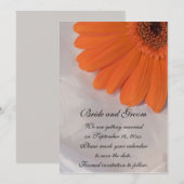 Oranje Daisy en White Satin Wedding Save the Date (Voorkant / Achterkant)