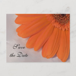 Oranje Daisy en White Satin Wedding Save the Date Aankondigingskaart