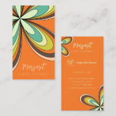 Oranje Daisy Evenementenplanner Groovy 70 Hippie B Visitekaartje (Voorkant / Achterkant)