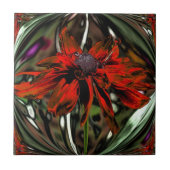 Oranje Daisy Floral Abstracte Art Tile Tegeltje (Voorkant)