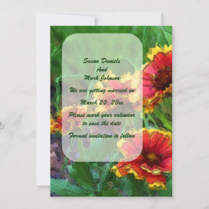 Oranje Daisy Floral Art Wedding Save The Date