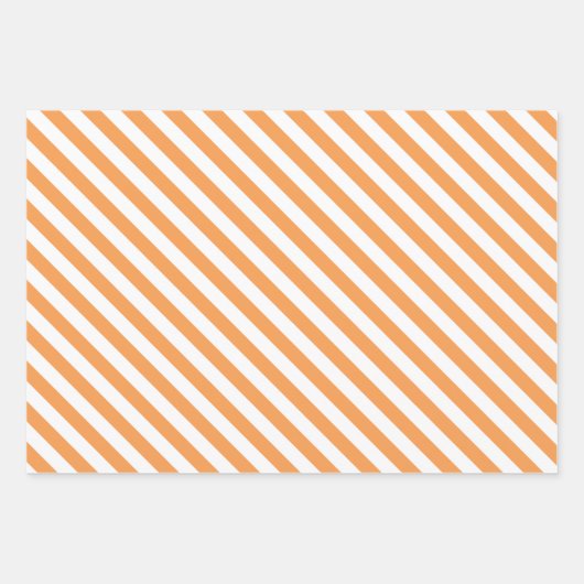 Oranje Daisy Floral Stripes Polka Dot Inpakpapier Vel (Voorkant 2)