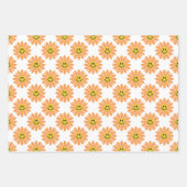 Oranje Daisy Floral Stripes Polka Dot Inpakpapier Vel (Voorkant)