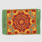 Oranje Daisy Flower Abstract gepersonaliseerd Golfhanddoek (Horizontaal)