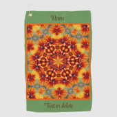 Oranje Daisy Flower Abstract gepersonaliseerd Golfhanddoek (Voorkant)