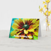 Oranje Daisy Flower Art gepersonaliseerd op zaterd Kaart (Gele Bloem)