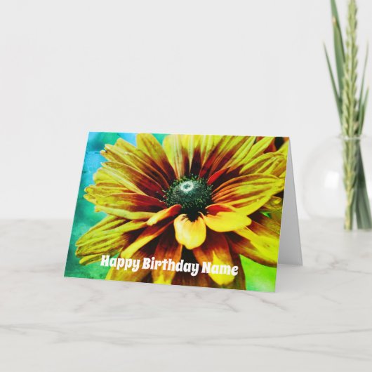 Oranje Daisy Flower Art gepersonaliseerd op zaterd Kaart (Voorkant)