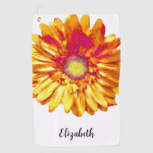  oranje Daisy Flower Custom Name Womens Golfhanddoek (Voorkant)