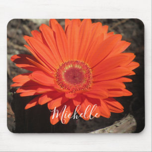 Oranje Daisy Flower Foto-naam Muismat