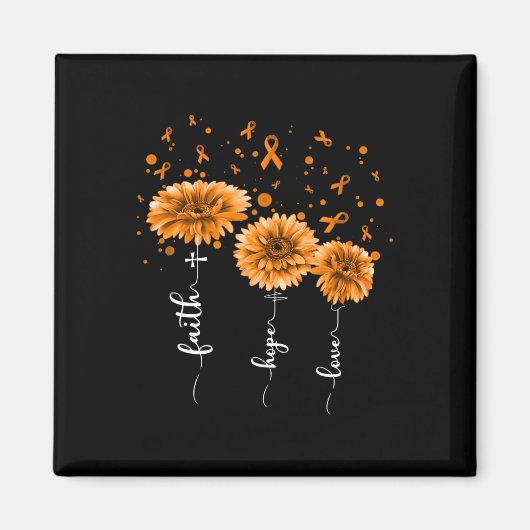 Oranje Daisy Flower Leukemia Awareness Magneet (Voorkant)