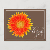 Oranje Daisy Flower met bruine achtergrond Dank u Briefkaart (Voorkant)