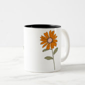 Oranje Daisy Flower Mok - Retro Floral Coffee Cup (Voorkant rechts)